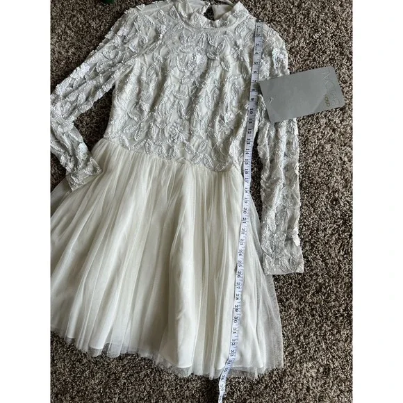 ASOS BRIDAL Arabella embellished bodice mini wedding dress mesh skirt sz 8 Luxy - Picture 12 of 13